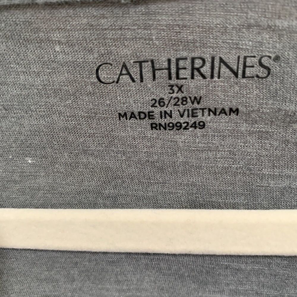 Catherines Plus Size 3X 26 28W Gray Studded Scoop Neck Stretch Tunic Top Blouse - Picture 4 of 5